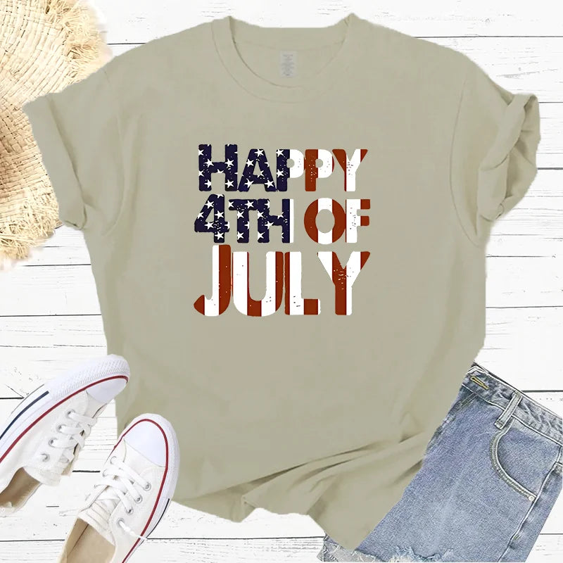 American Independence Day Happy 4th Of July Fashion Sports Women's T-Shirt Harajuku Graphic Clothing Women's