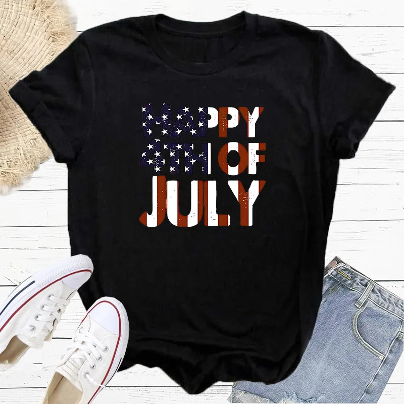 American Independence Day Happy 4th Of July Fashion Sports Women's T-Shirt Harajuku Graphic Clothing Women's