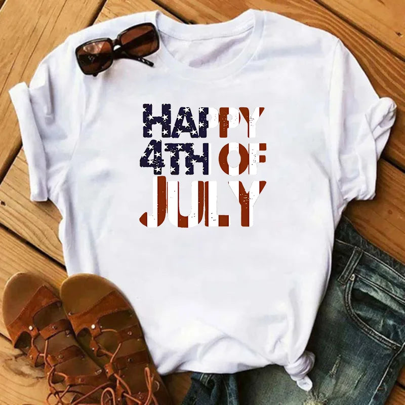 American Independence Day Happy 4th Of July Fashion Sports Women's T-Shirt Harajuku Graphic Clothing Women's