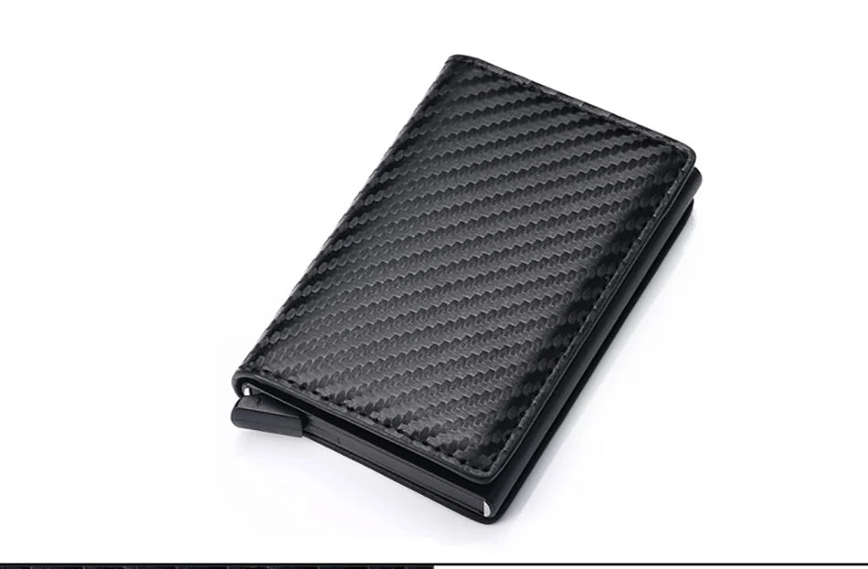 Carbon Fiber Slim Aluminum Men Wallet ID Credit Card Holder Mini RFID Wallet Automatic Pop up Bank Card Case Black Vallet 2023