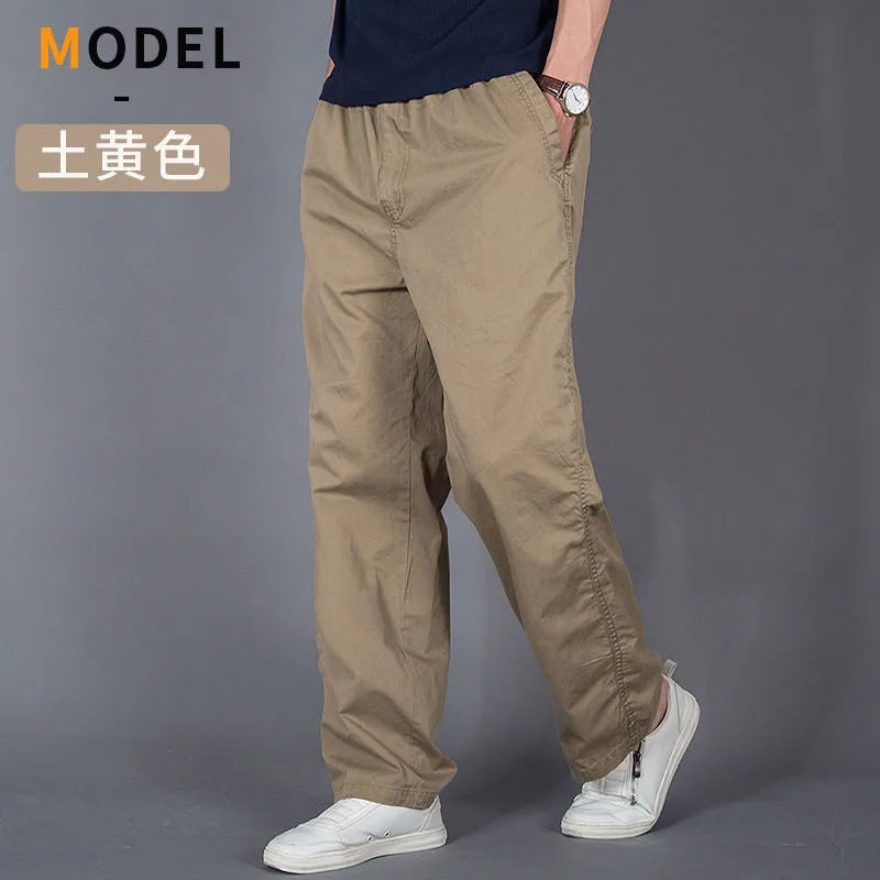 Men's Loose Straight Cargo Pants in Solid Grey, Ideal for Work or Casual Wear. Black Joggers with Versatile Styling