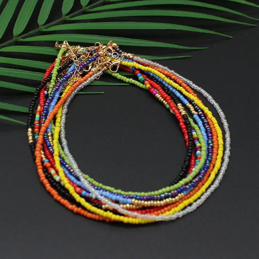 Handmade Rainbow Seed Bead Choker Necklace - Stylish and Colorful Jewelry Gift for Women