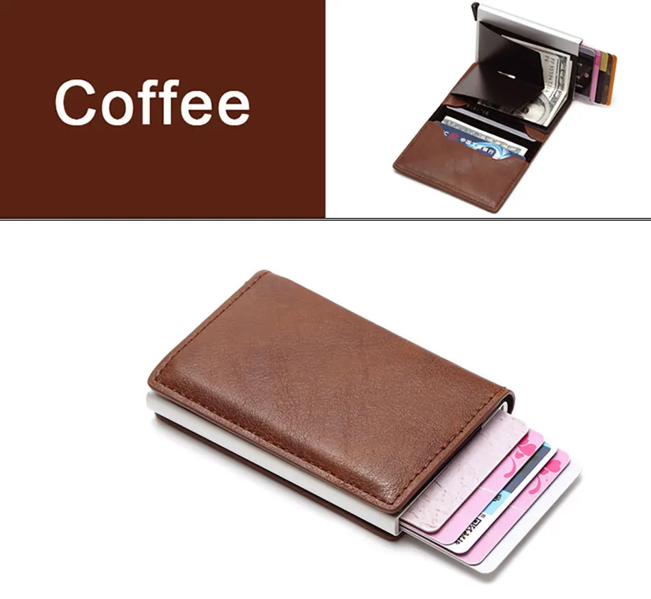 Carbon Fiber Slim Aluminum Men Wallet ID Credit Card Holder Mini RFID Wallet Automatic Pop up Bank Card Case Black Vallet 2023