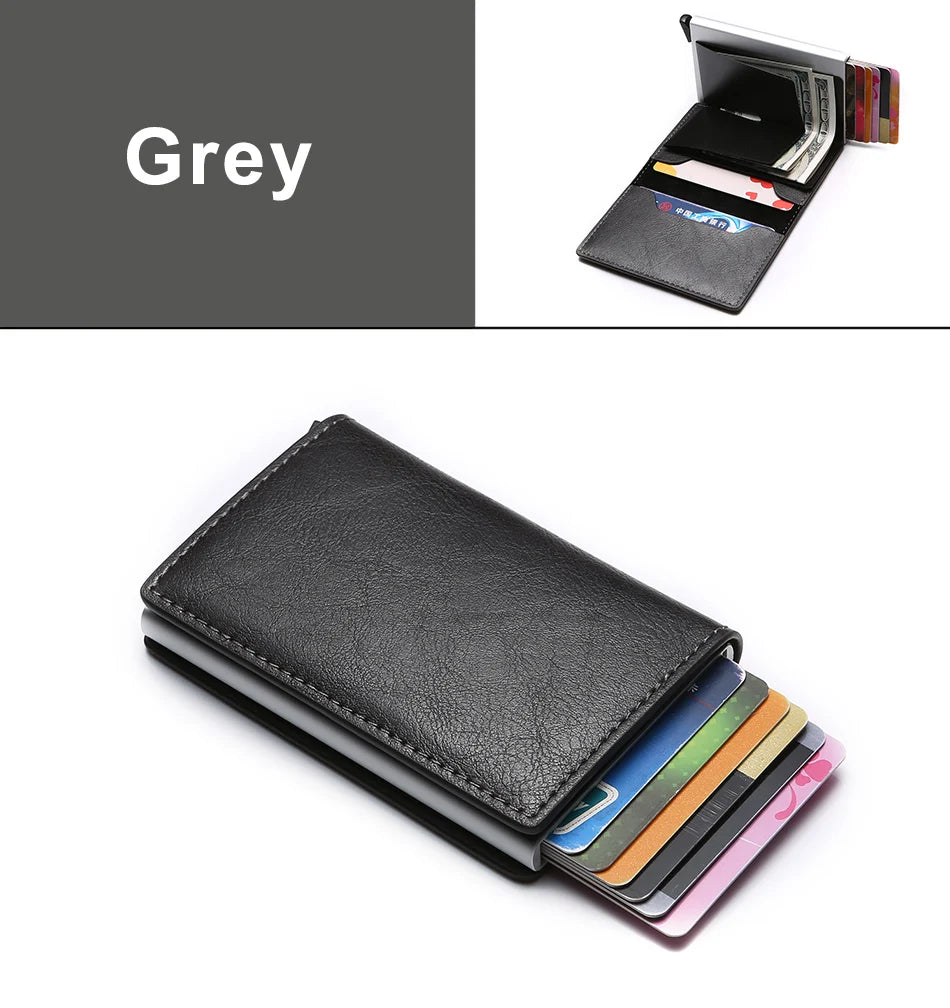 Carbon Fiber Slim Aluminum Men Wallet ID Credit Card Holder Mini RFID Wallet Automatic Pop up Bank Card Case Black Vallet 2023