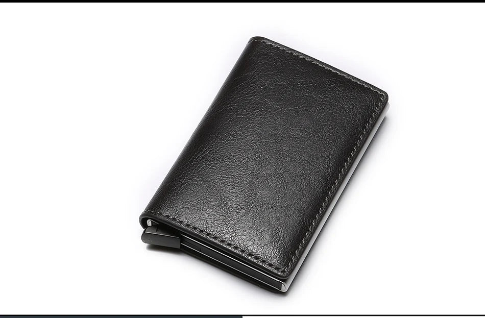 Carbon Fiber Slim Aluminum Men Wallet ID Credit Card Holder Mini RFID Wallet Automatic Pop up Bank Card Case Black Vallet 2023