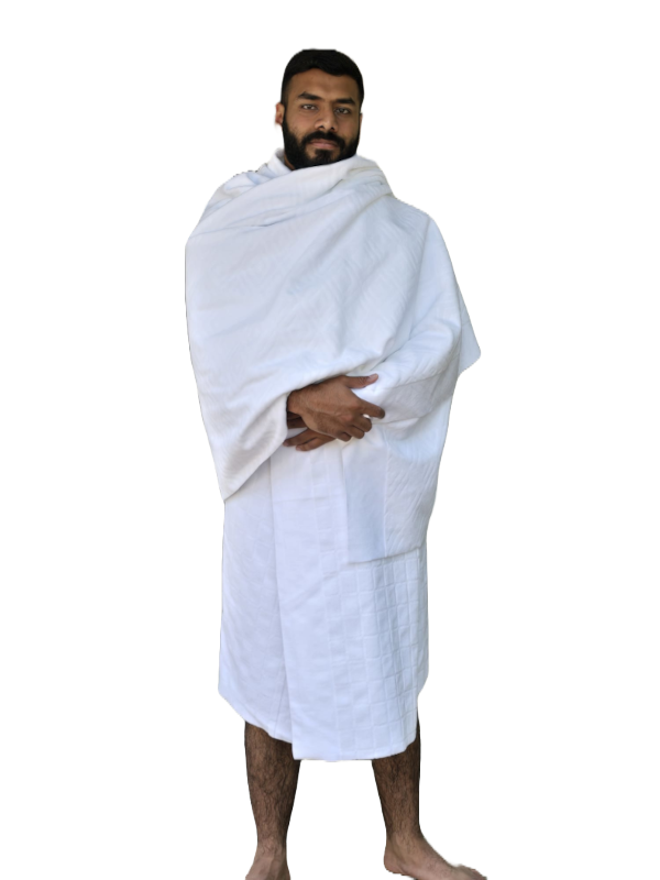 Al-Siddiqui’s high-quality Grade A 1200-gram microfiber ihram is specially designed for performing Hajj and Umrah in any weather