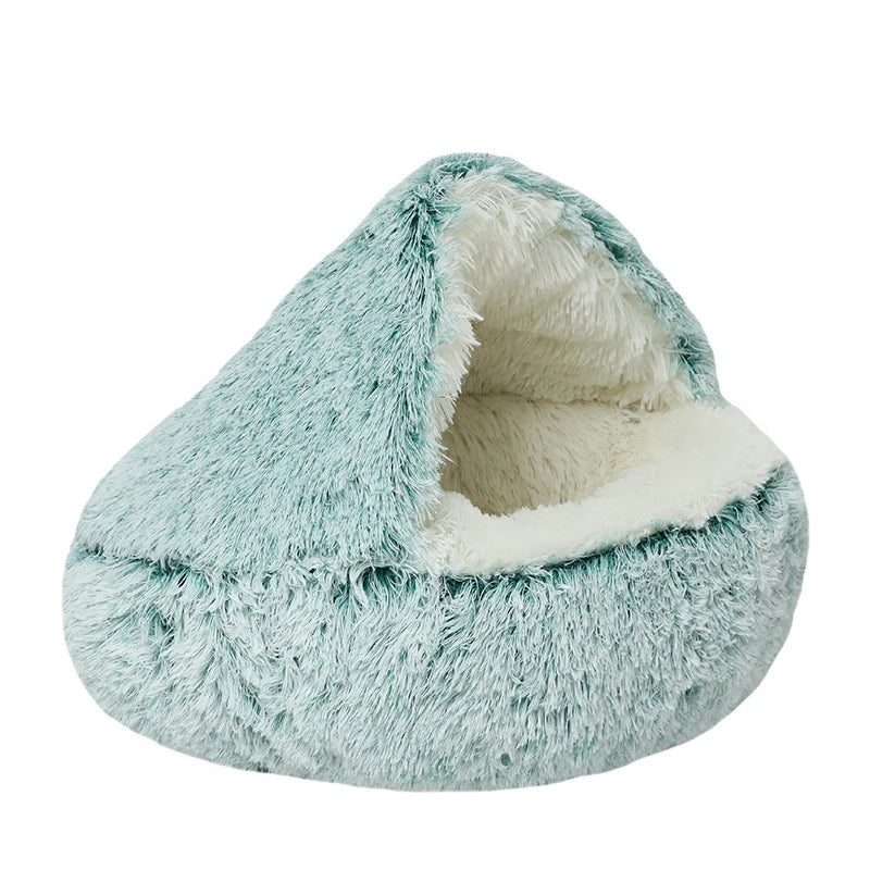 2 In 1Pet Dog Cat Bed Round Plush Cat Warm Bed House Soft Long Plush Bed For Small Dogs Cats Nest Donut Warming Sleeping Bed