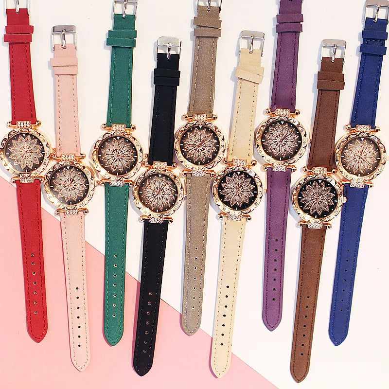 2020 Women Watches Bracelet set Starry Sky Ladies Bracelet Watch Casual Leather Quartz Wristwatch Clock Relogio Feminino