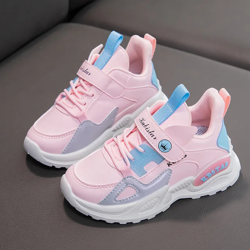 Girls' Spring Sneakers: Lightweight, Breathable, Pink Non-slip Shoes for School and Outdoor Activities