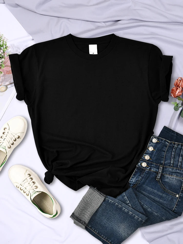 Solid Color Women's T-Shirts: Comfortable Summer Tee, All-Match Streetwear, Loose Fit Hip Hop Style, Short Sleeve for Females