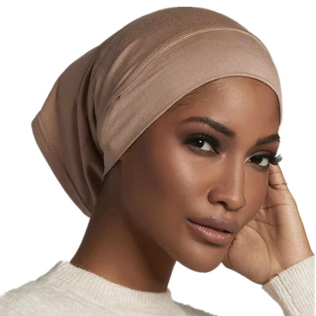 Solid Color Islamic Undercap with Ear Hole for Hijabs