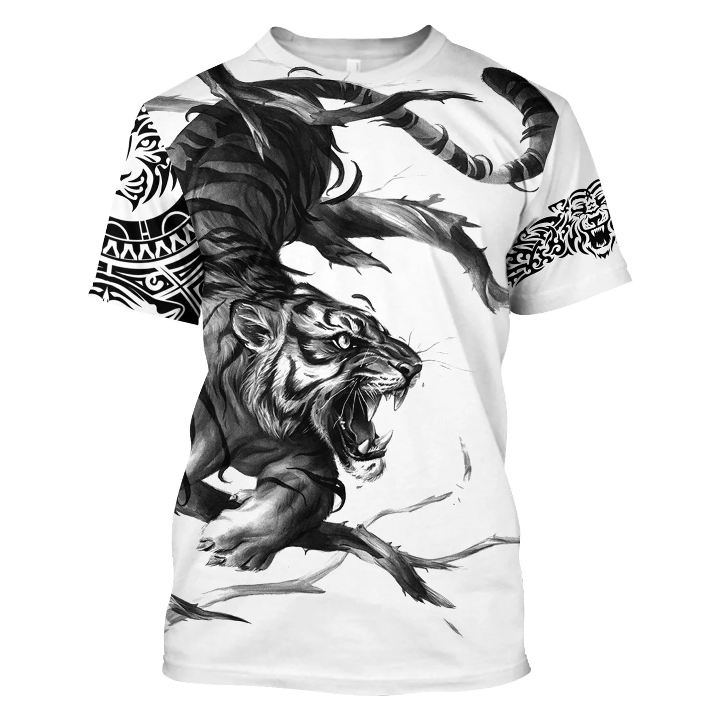 3D Tiger Print T-Shirt for Men: Boutique Animal Graphic Tee, Summer Trend Harajuku Oversized Short Sleeve Leisure O-Neck Top