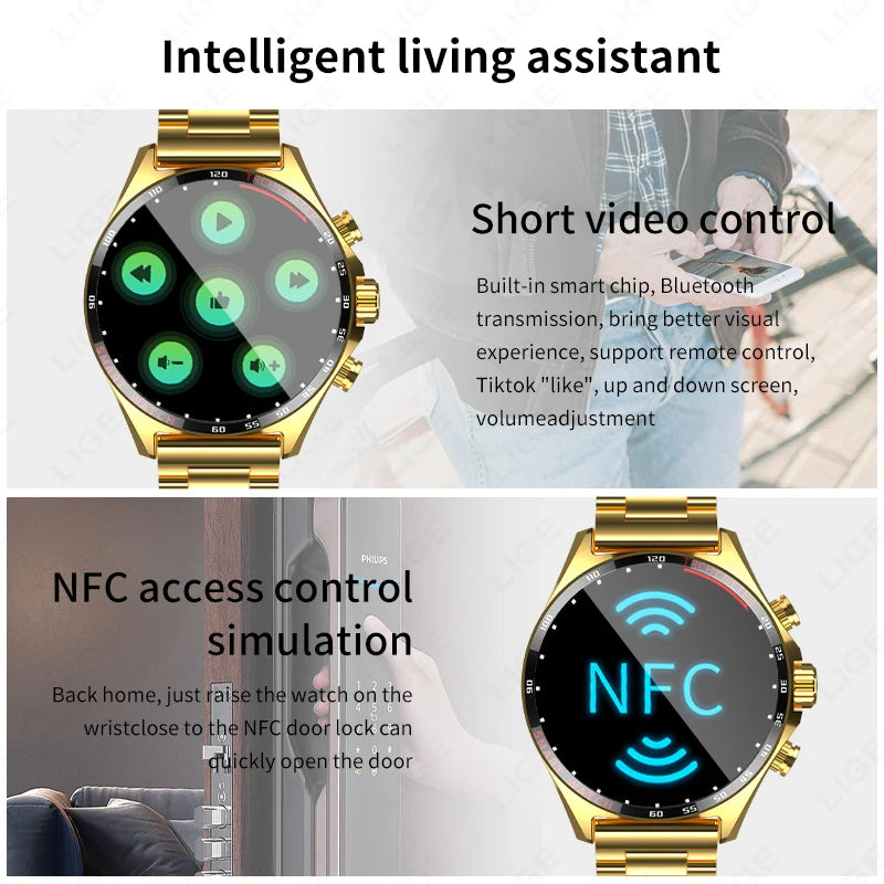 LIGE's new smartwatch: Outdoor compass, NFC access, IP68 waterproof, fitness tracker