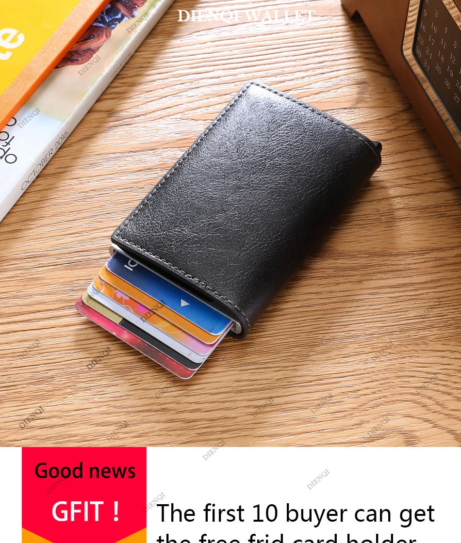 Carbon Fiber Slim Aluminum Men Wallet ID Credit Card Holder Mini RFID Wallet Automatic Pop up Bank Card Case Black Vallet 2023