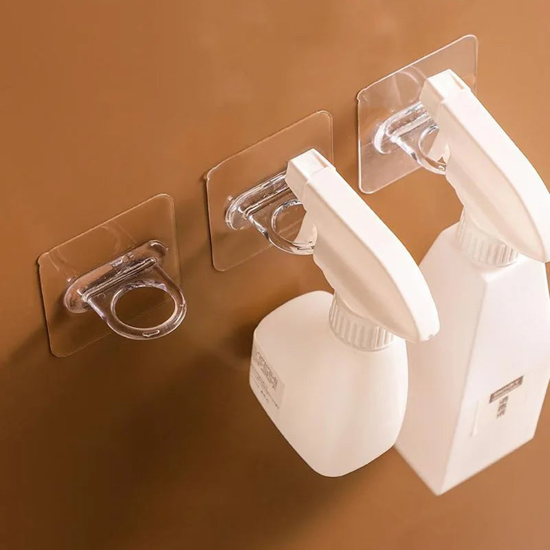 4/6/8/10pcs Punch-Free Transparent Adhesive Hooks, Non-Marking Round Sucker Hangers for Kitchen and Bathroom