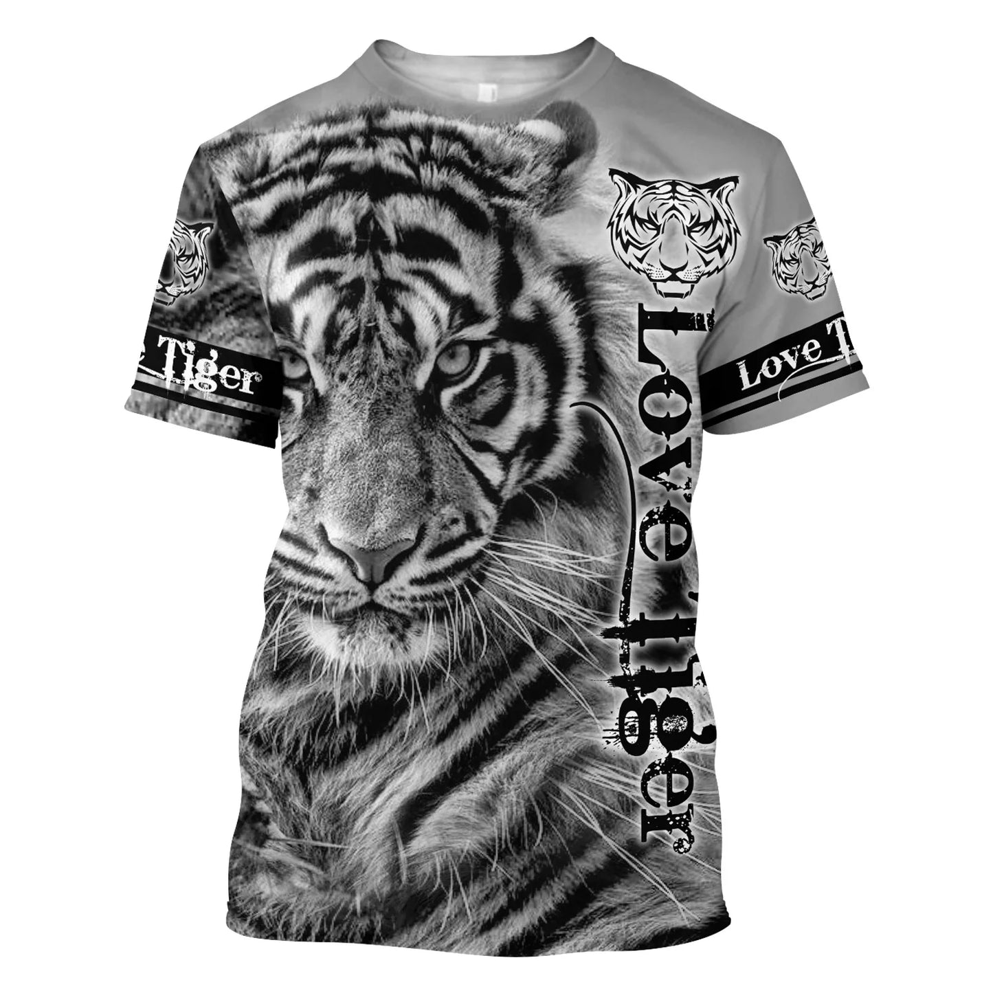 3D Tiger Print T-Shirt for Men: Boutique Animal Graphic Tee, Summer Trend Harajuku Oversized Short Sleeve Leisure O-Neck Top