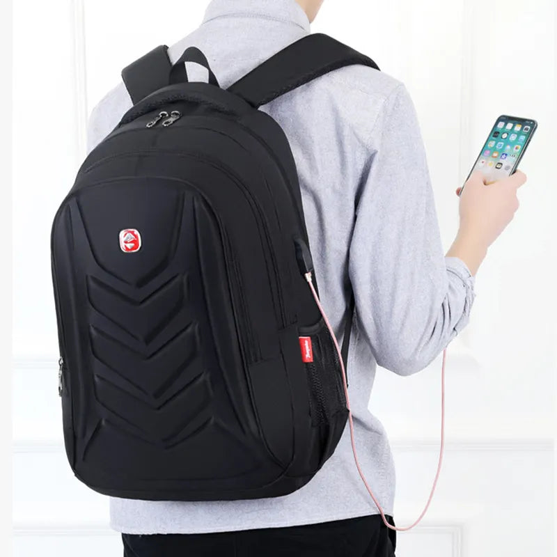 Waterproof Men's Business Laptop Backpack with USB Charger Port, Ideal for Travel and School, Fits 15" Computers