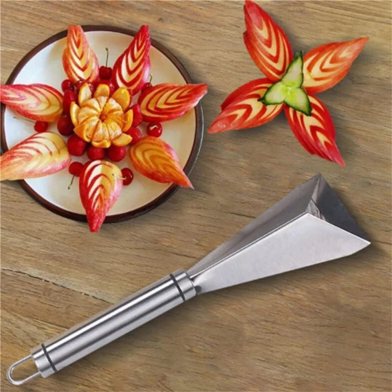 Anti Slip Stainless Steel Fruit Carving Knife, Platter Decoration, Vegetable Cutting Slicer, Triangular Kitchen Food Carve Tool