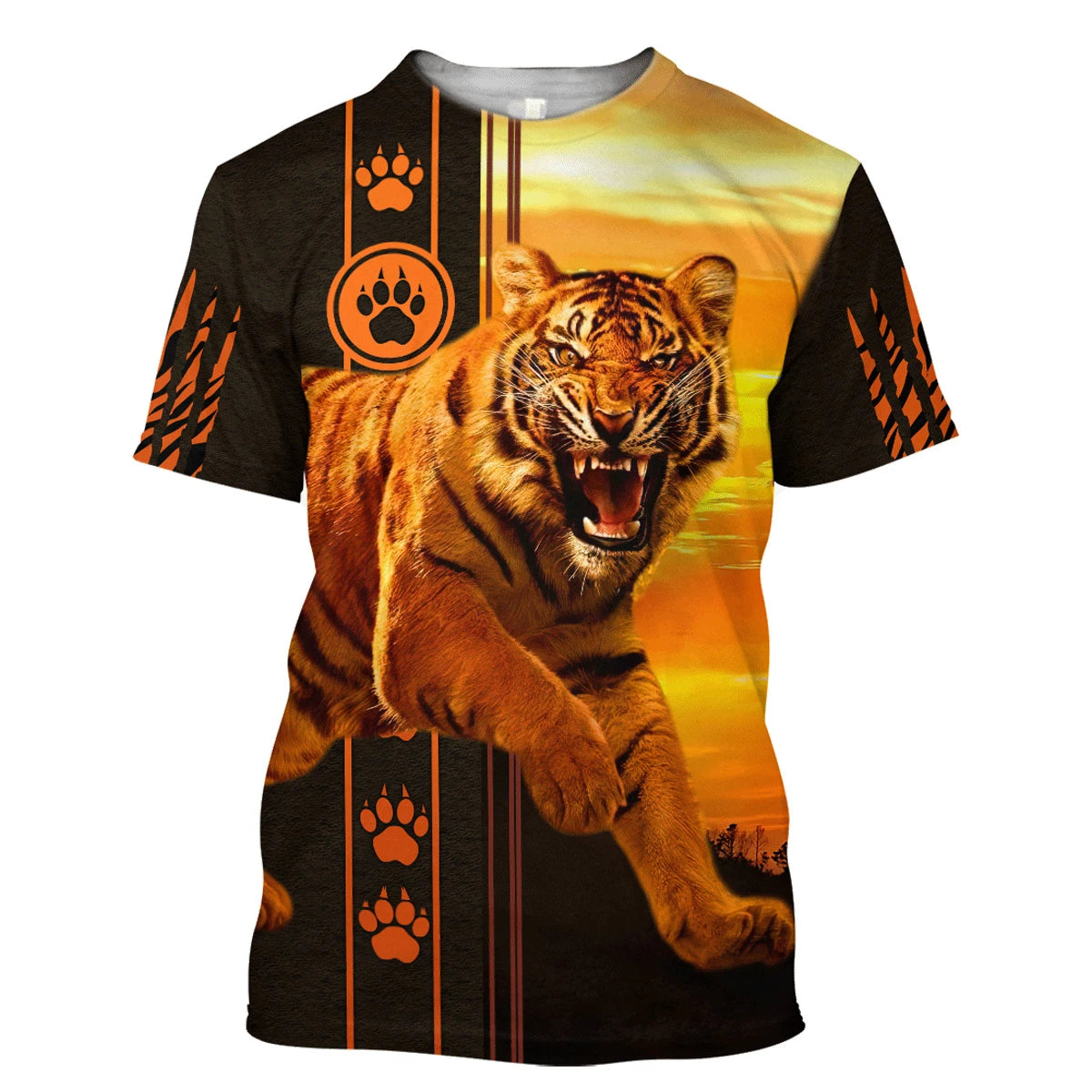 3D Tiger Print T-Shirt for Men: Boutique Animal Graphic Tee, Summer Trend Harajuku Oversized Short Sleeve Leisure O-Neck Top