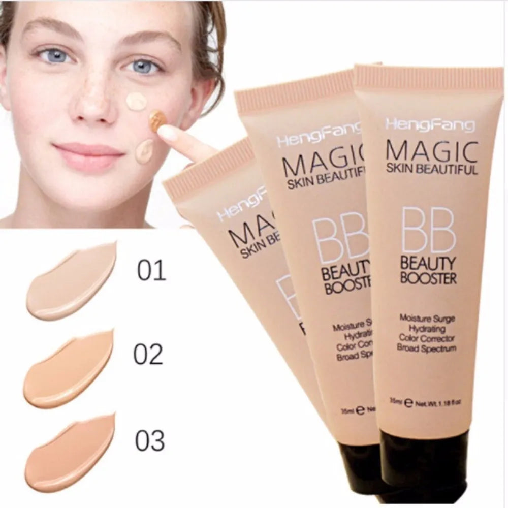 3-color BB Cream: Long-lasting, waterproof foundation for flawless coverage and acne concealment in Korean makeup