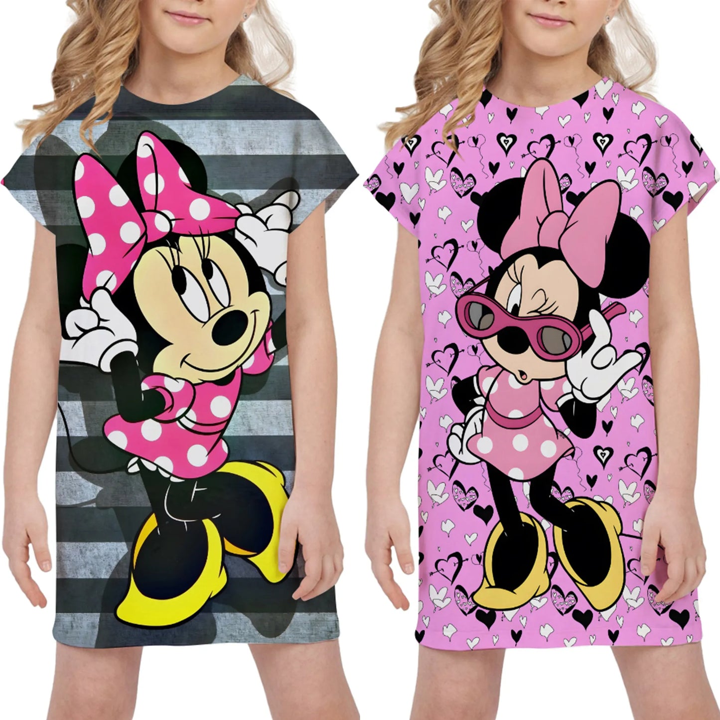 Fashion Girls' Dress Minnie Mouse 3d Print Dresses For 2 to 8 Year Old Girl Kids' Clothes Prom Dresses Party Wear Baby Clothing