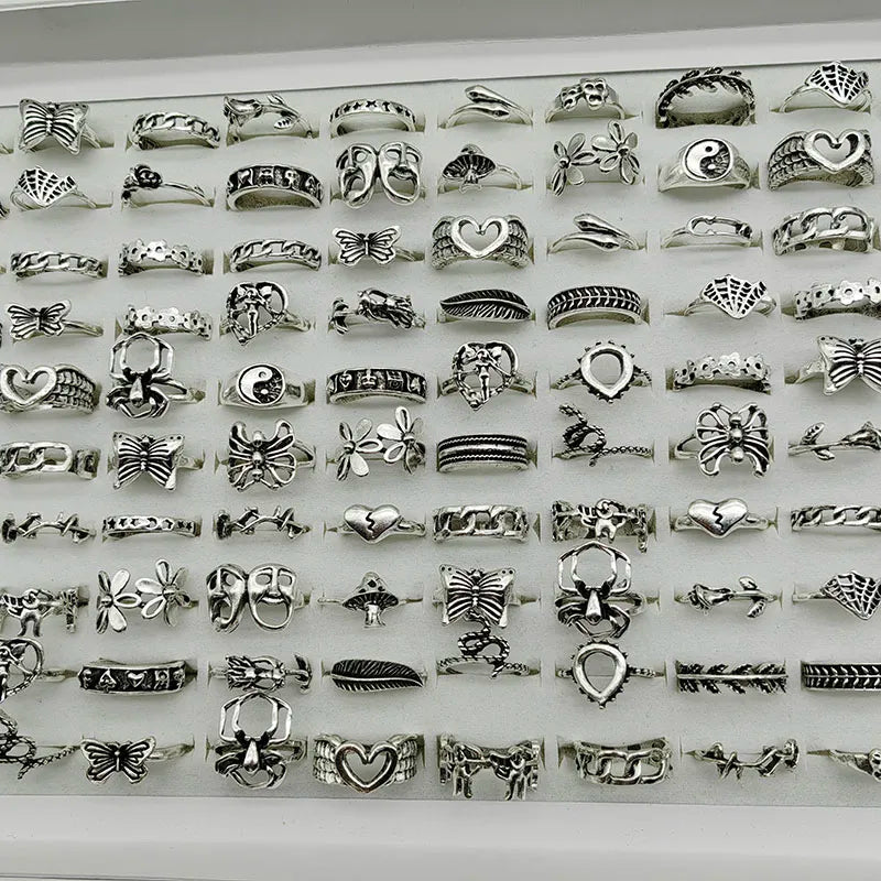 30 pcs/lot of Alloy Finger Rings for Women: Wholesale from Factory. Featuring HOT New Designs: Big Flower, Cutout Skull, Spider, Animal, Leaf, Love, Snake Jewelry