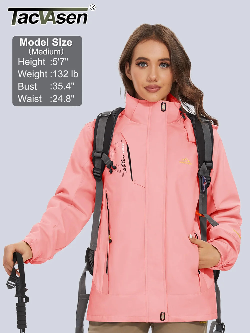 TACVASEN 3 in 1 Winter Fleece Jacket Womens Waterproof Ski Snowboard Jackets Work Rain Coat Outdoor Windbreaker Female Parka