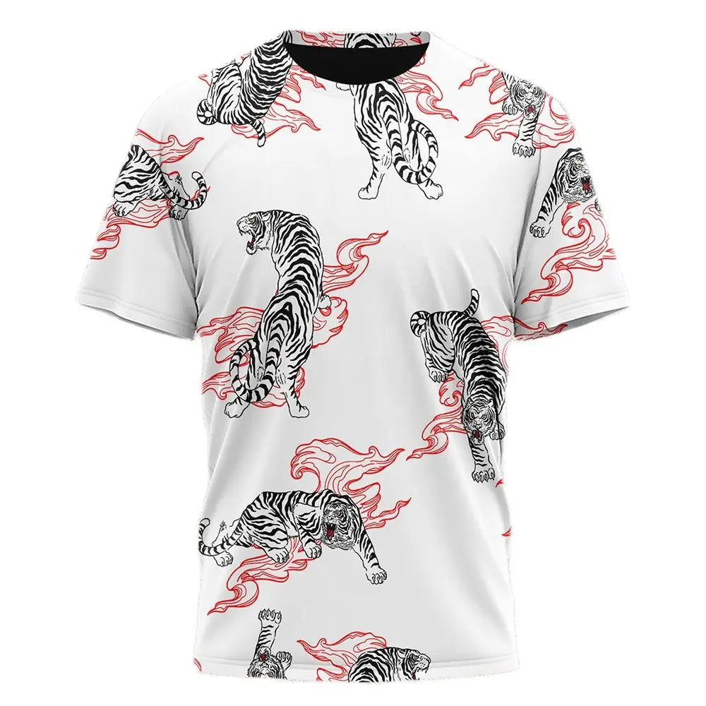 3D Tiger Print T-Shirt for Men: Boutique Animal Graphic Tee, Summer Trend Harajuku Oversized Short Sleeve Leisure O-Neck Top