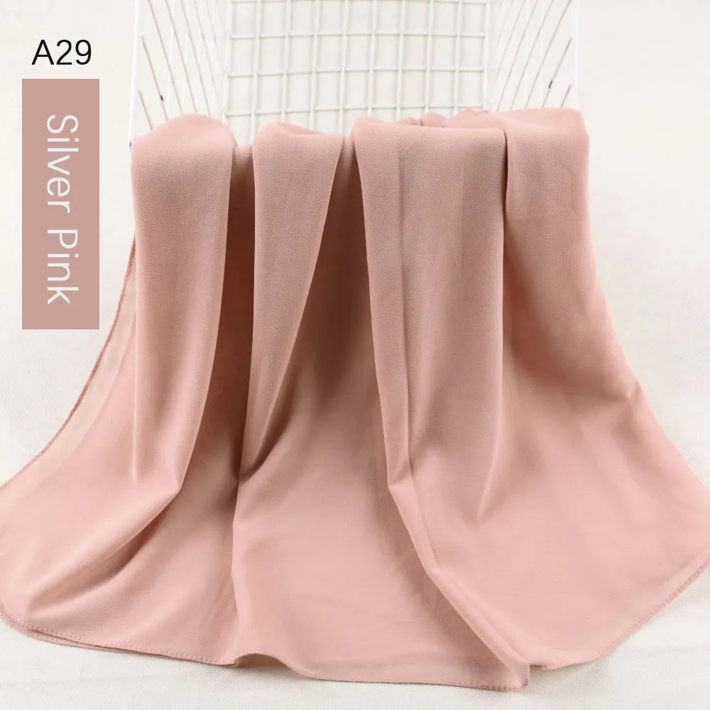 women plain bubble chiffon scarf hijab wrap printe solid color shawls headband women hijabs scarves scarf 56 colors - Etawia Products