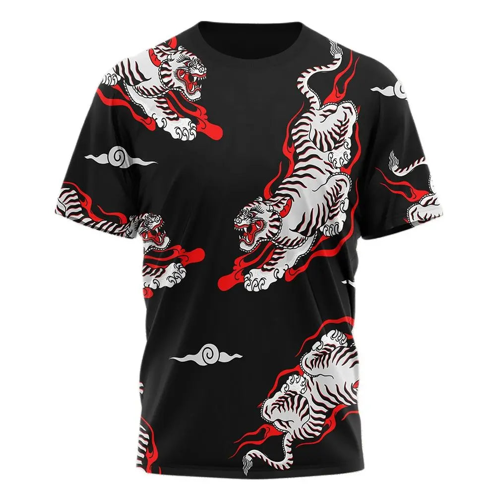 3D Tiger Print T-Shirt for Men: Boutique Animal Graphic Tee, Summer Trend Harajuku Oversized Short Sleeve Leisure O-Neck Top