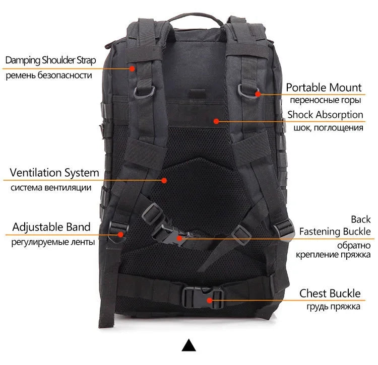 QT&QY 30/45L Man Tactical Backpacks HkingTraveling Bags Survival Outdoor 3P Assault Pack EDC Molle Pack For Trekking Hunting Bag