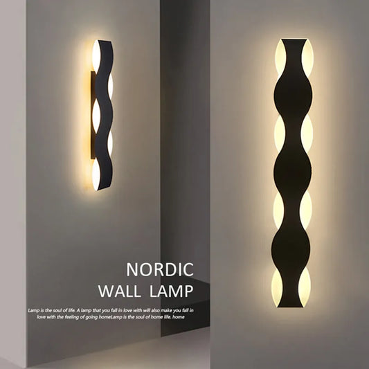 Modern Indoor Corridor LED Wall Lamp: Wave-Shaped Long-Line Decoration Wall Light for Foyer, Sofa Background, Bedroom, and Bathroom