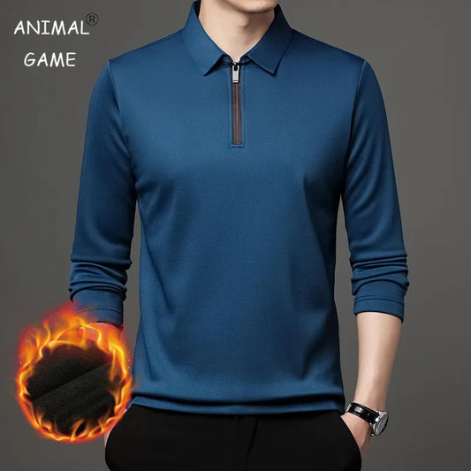 New men's fashion polo shirt with zipper and turn-down collar, ideal for business attire