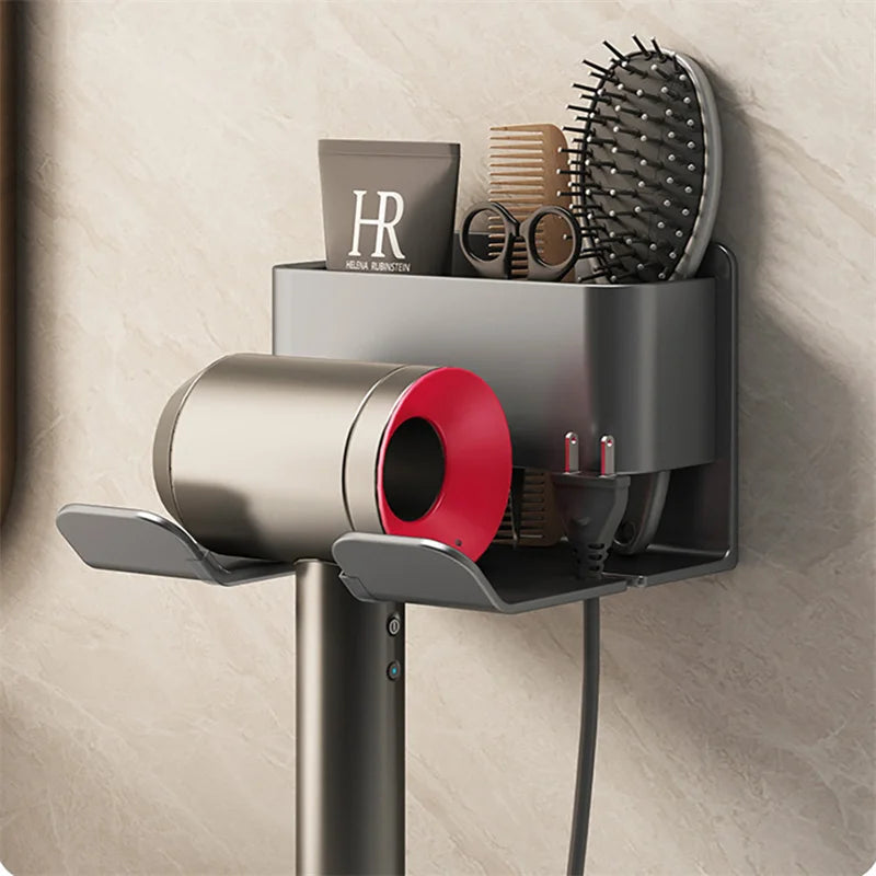 Wall-Mounted Hair Dryer Holder, Straightener Stand, Hairdryer Organizer, Bathroom Shelf