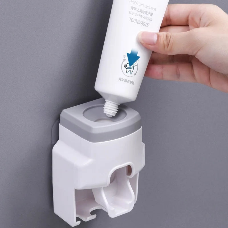 Automatic Toothpaste Dispenser Set - Wall-Mounted, No-Punch, Toothbrush Holder