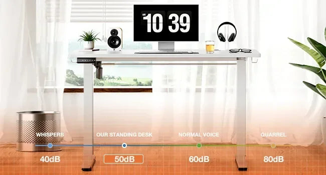 Electric Standing Desk - 40 x 24 inch Adjustable Height Sit to Stand Up Desk with Splice Board, Rising Home Office ComputerWhite