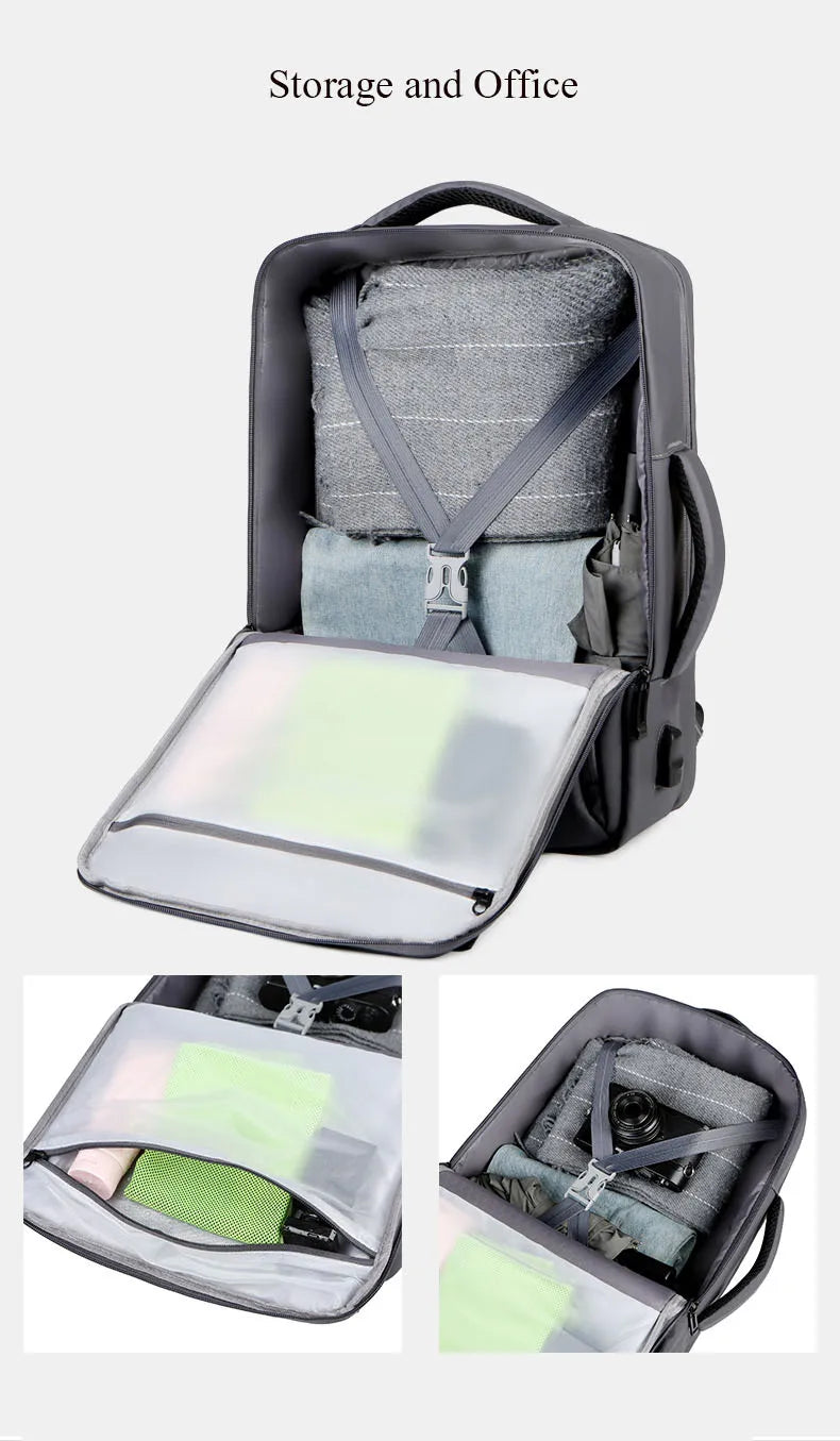 Men Large Capacity Backpack USB Charging Male Laptop Bagpack Waterproof Business Travel Back Pack Luggage Bag Mochila