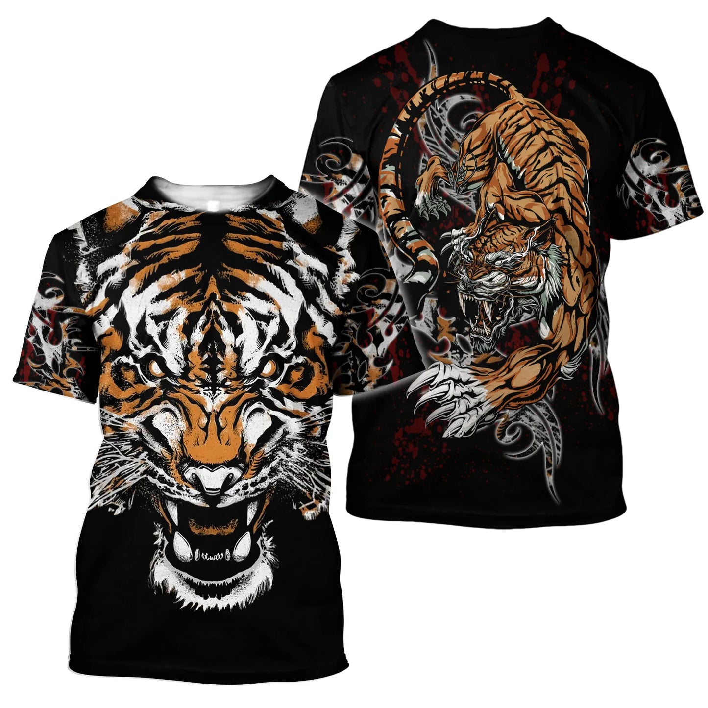 3D Tiger Print T-Shirt for Men: Boutique Animal Graphic Tee, Summer Trend Harajuku Oversized Short Sleeve Leisure O-Neck Top