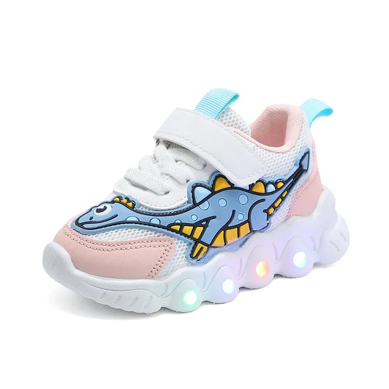 Kids LED Tennis Shoes: Cartoon Design, Breathable Mesh, Illuminated, for Boys and Girls