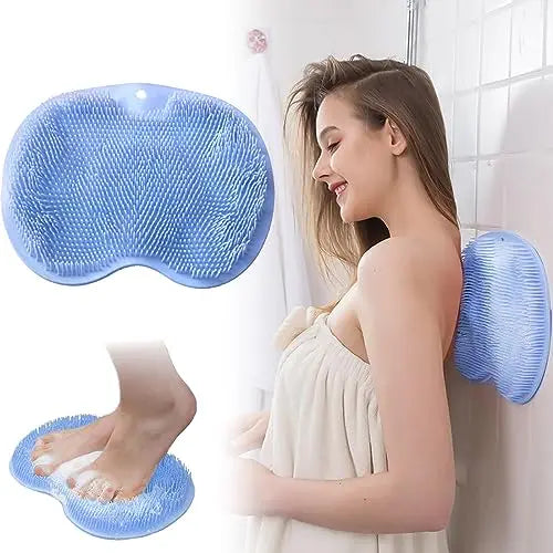 1 Pcs Shower Back & Foot Scrubber,Bathroom Wall Mounted Back Scrubber Silicone Bath Massage Cushion Brush with Suction Cups