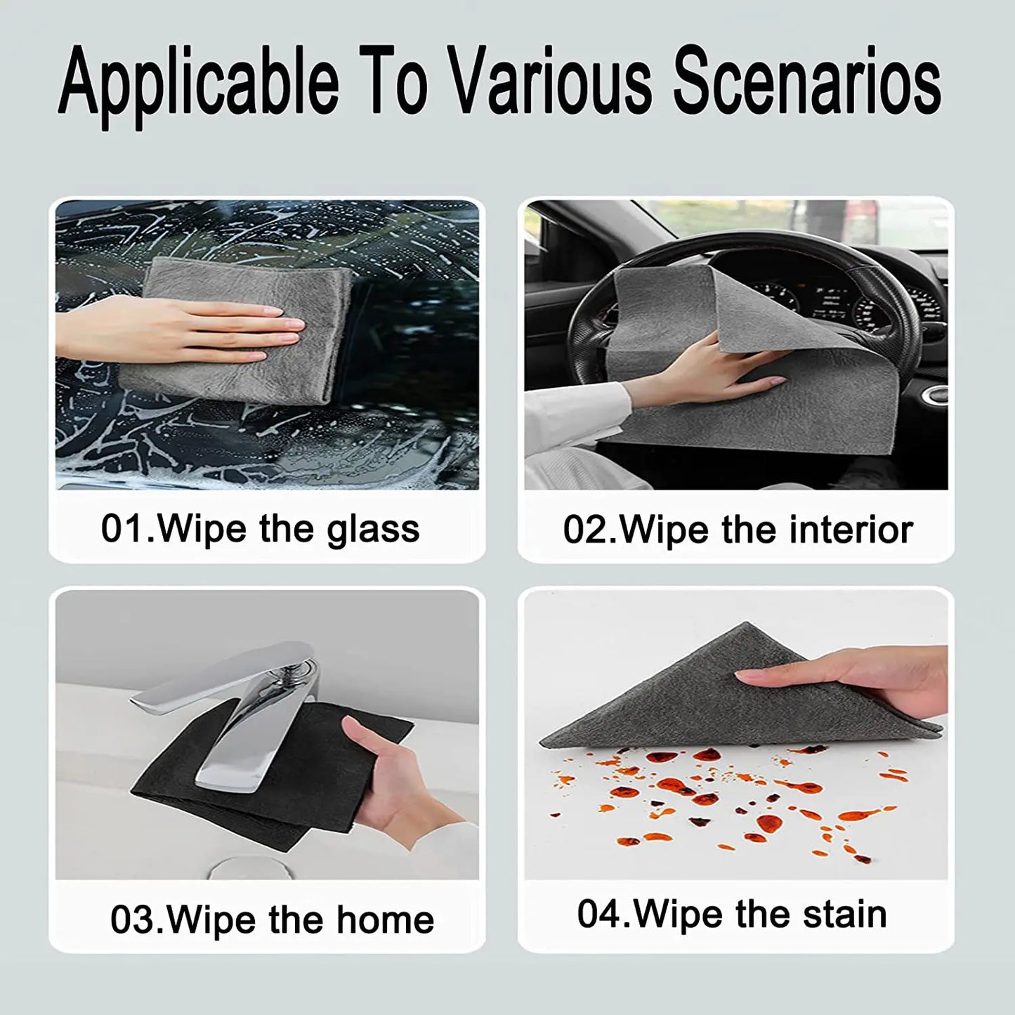 3/5/10 Pcs Thickened Magic Cleaning Cloth Magic Streak Free Microfiber Cloth Reusable Glass Cleaning Rag for Kitchens Glass Cars