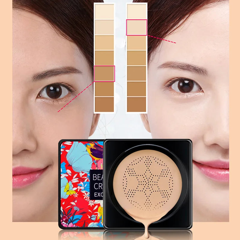 Magic Mushroom Head Air Cushion CC Cream: Korean Waterproof Foundation for Brightened Base Makeup.