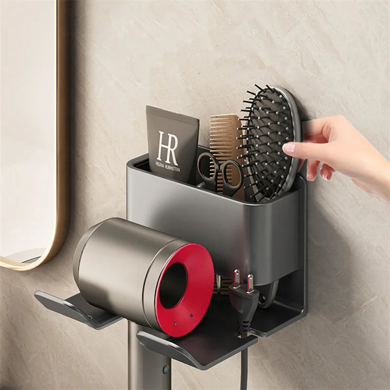 Wall-Mounted Hair Dryer Holder, Straightener Stand, Hairdryer Organizer, Bathroom Shelf