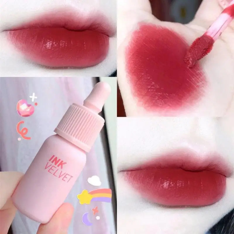 Matte dyeing lip gloss: Long-lasting Korean makeup for vibrant red lips