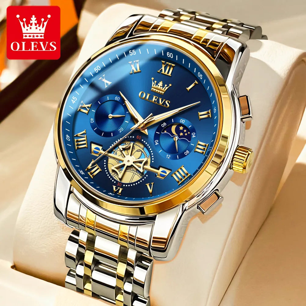 OLEVS Top Brand Men's Watches Classic Roman Scale Dial Luxury Wrist Watch for Man Original Quartz Waterproof Luminous Male reloj