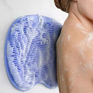 1 Pcs Shower Back & Foot Scrubber,Bathroom Wall Mounted Back Scrubber Silicone Bath Massage Cushion Brush with Suction Cups