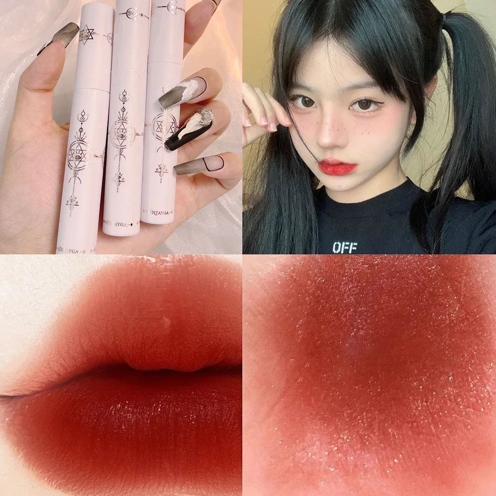 1PC Velvet Matte Red Lip Color in a Sleek Black and White Tube. Long-lasting and Moisturizing Lip Tint for Sexy Makeup Looks. Korean Cosmetics