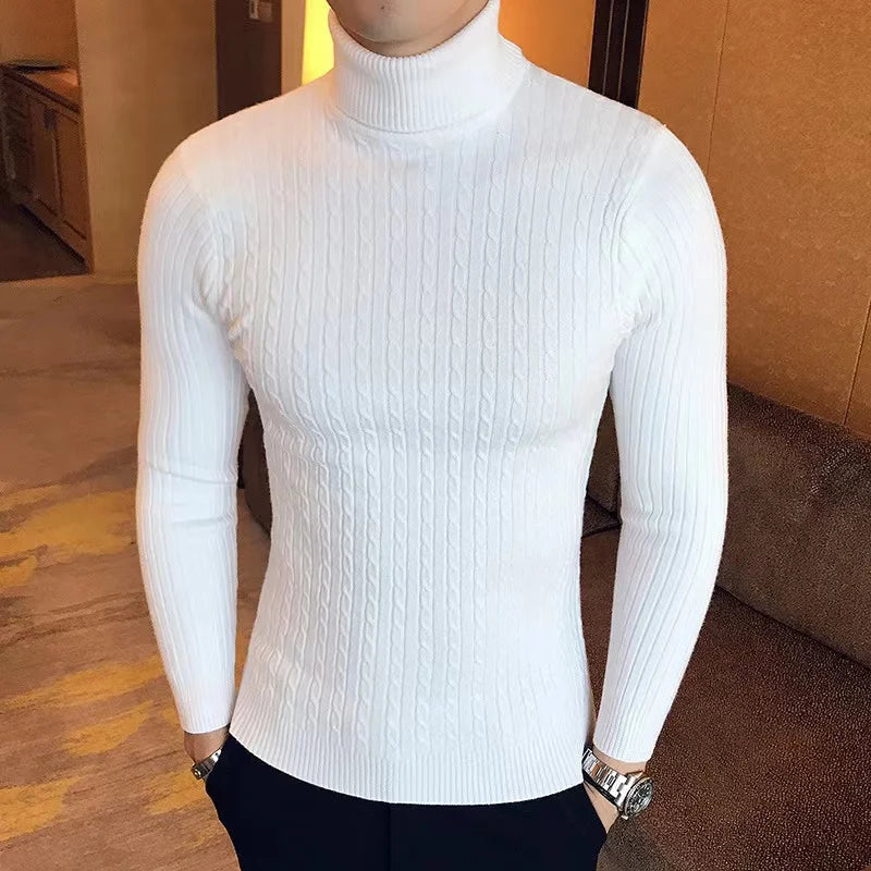 Autumn/Winter 2024: Korean-style Oversized Wool Turtleneck Sweater for Men, Vintage Casual Warm Cotton Pullovers