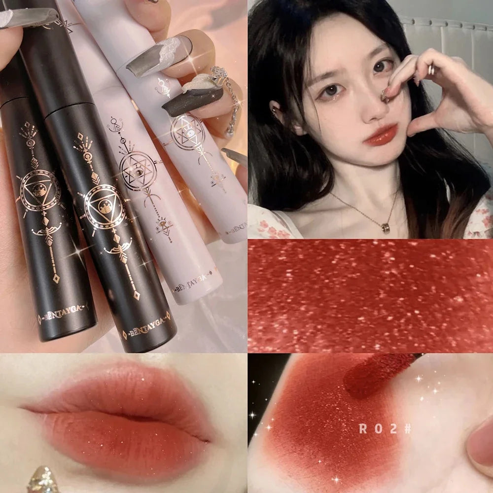 1PC Velvet Matte Red Lip Color in a Sleek Black and White Tube. Long-lasting and Moisturizing Lip Tint for Sexy Makeup Looks. Korean Cosmetics