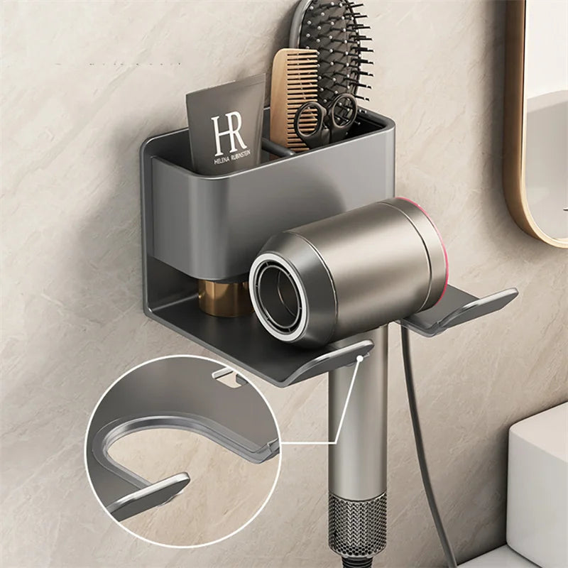 Wall-Mounted Hair Dryer Holder, Straightener Stand, Hairdryer Organizer, Bathroom Shelf